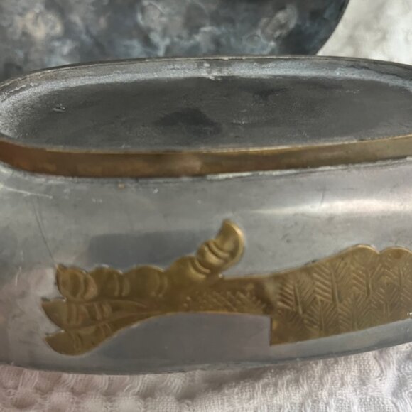 Vintage Pewter/ Brass Duck Trinket Box 6.5 in tall Bundle with SM duck 2 for $60 - Picture 12 of 15